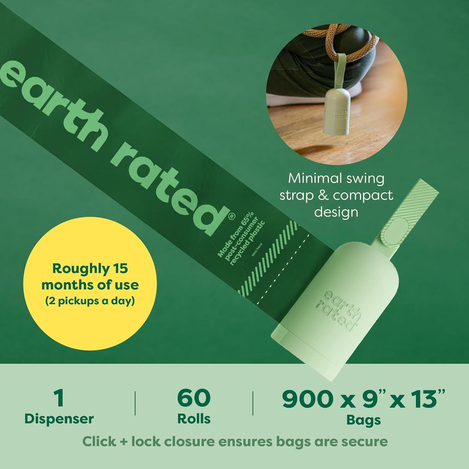Dog Poop Bag Holder, Durable and Guaranteed Leakproof, Lavender Scented, 1 Dispenser and 900 Bags