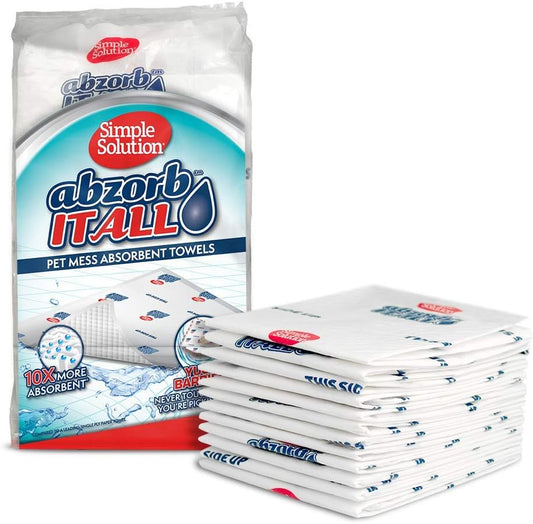 Abzorbitall Pet Mess Absorbent Towels - Multi-Surface Urine and Dog Poop Cleaning Sheets - 12 X 17 Inches - 30 Towels
