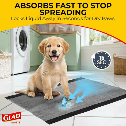 for Pets Jumbo Activated Carbon Training Pads for Large Breeds | Best Jumbo Dog Pee Pads for Absorbing Urine and Odor Quickly | Eliminates Urine Odor on Contact, 30 Count, Black