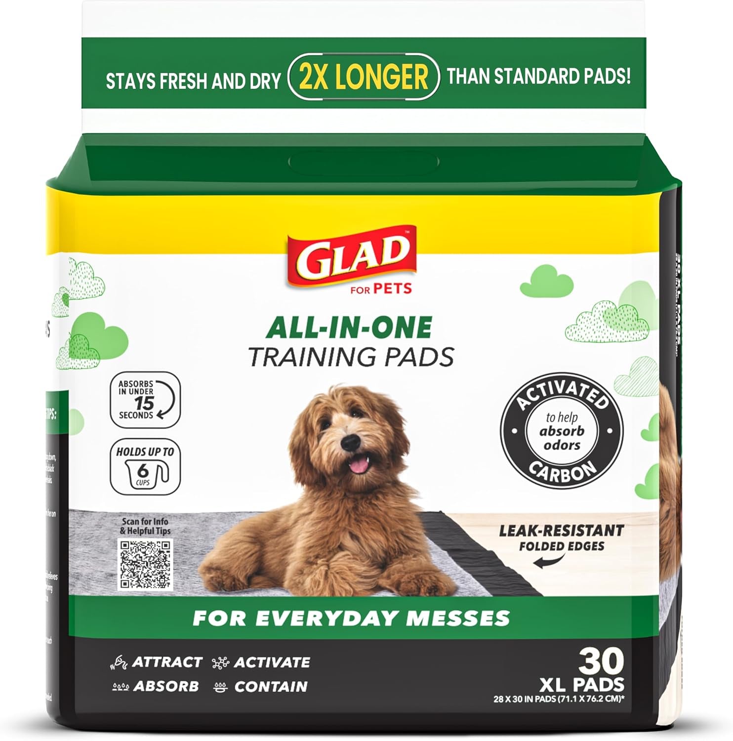 for Pets Jumbo Activated Carbon Training Pads for Large Breeds | Best Jumbo Dog Pee Pads for Absorbing Urine and Odor Quickly | Eliminates Urine Odor on Contact, 30 Count, Black