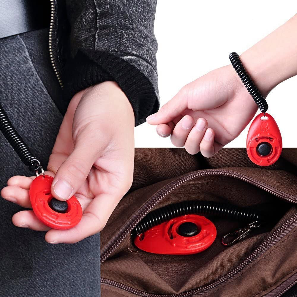 Pet Training Clicker with Wrist Strap - Dog Training Clickers (Red + Bluegreen)