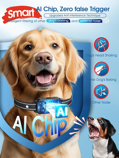 Bark Collar, Dog Bark Collar for Large Medium Small Dogs,Smart Bark Collar,Rechargeable anti Barking Training Collar with 8 Adjustable Sensitivity,Bark Shock Collar with Beep