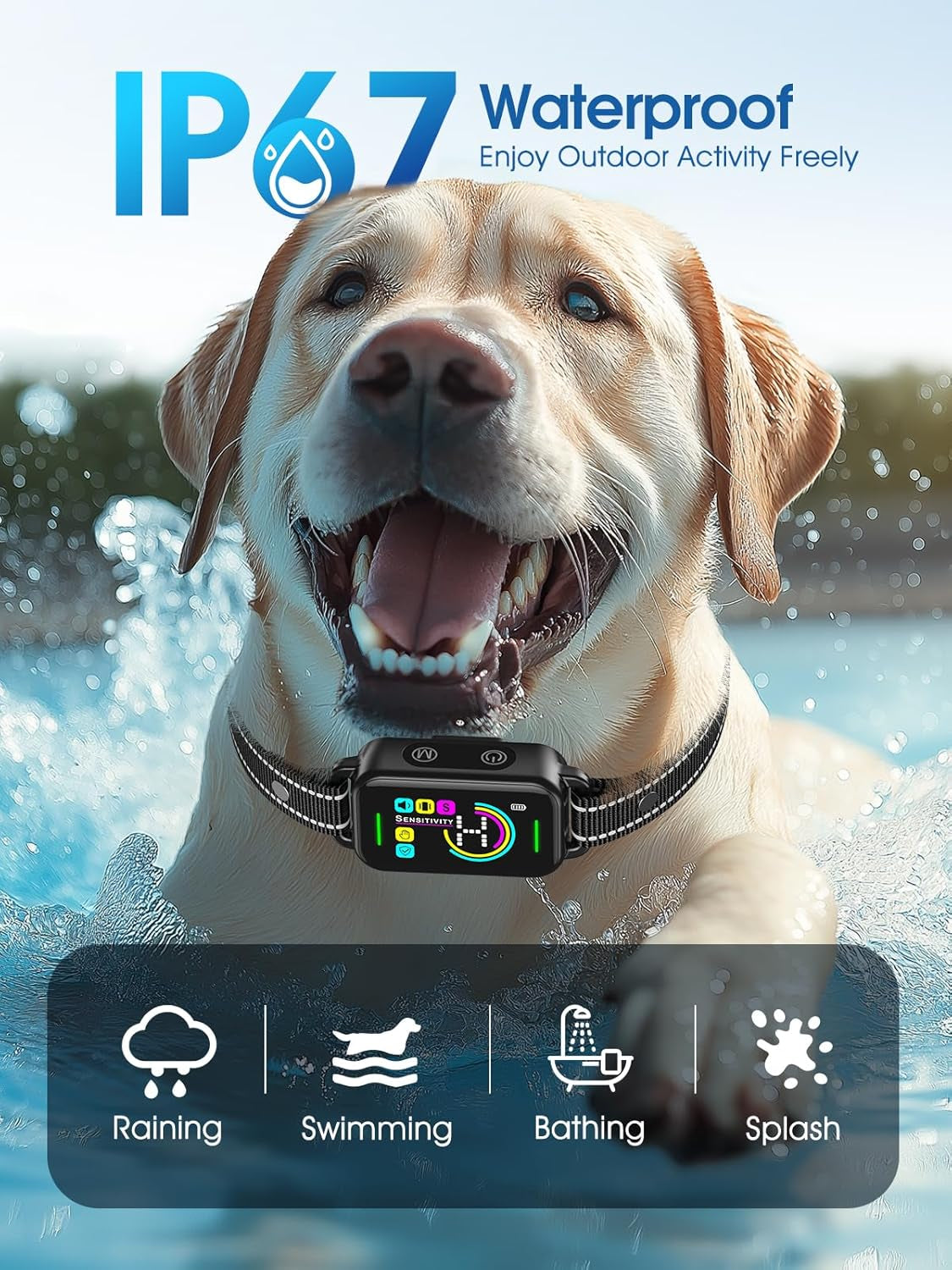 Bark Collar, Dog Bark Collar for Large Medium Small Dogs,Smart Bark Collar,Rechargeable anti Barking Training Collar with 8 Adjustable Sensitivity,Bark Shock Collar with Beep