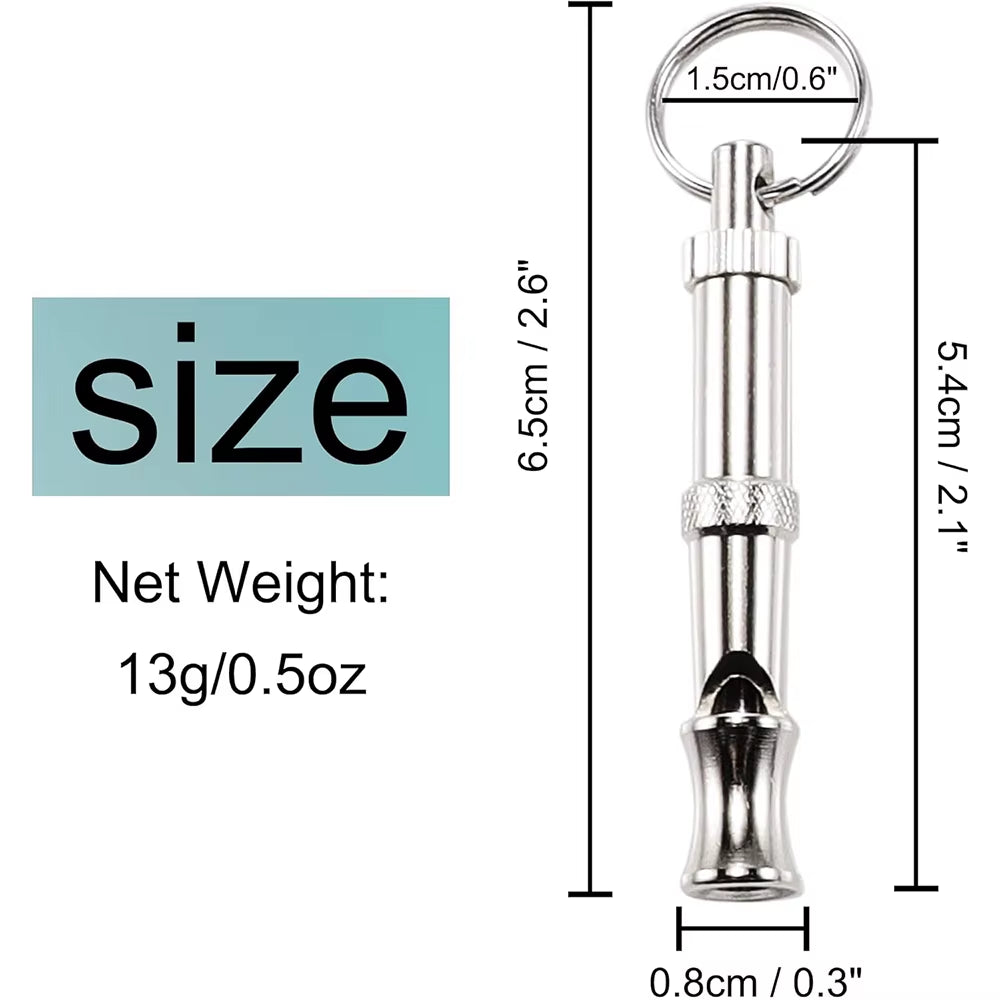 1Pcs Dog Whistle Pet Training Whistle Stainless Steel Silver Portable Adjustable Ultrasonic Cat/Dog Behavior Training Aid Tool