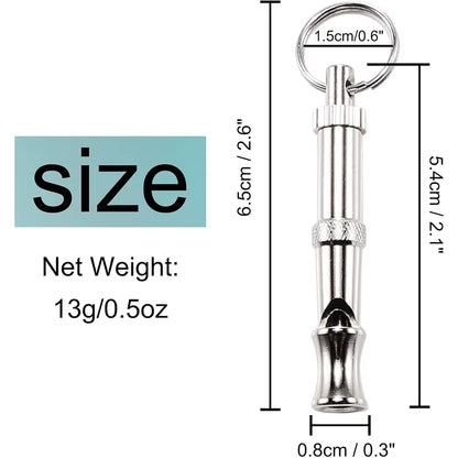 1Pcs Dog Whistle Pet Training Whistle Stainless Steel Silver Portable Adjustable Ultrasonic Cat/Dog Behavior Training Aid Tool