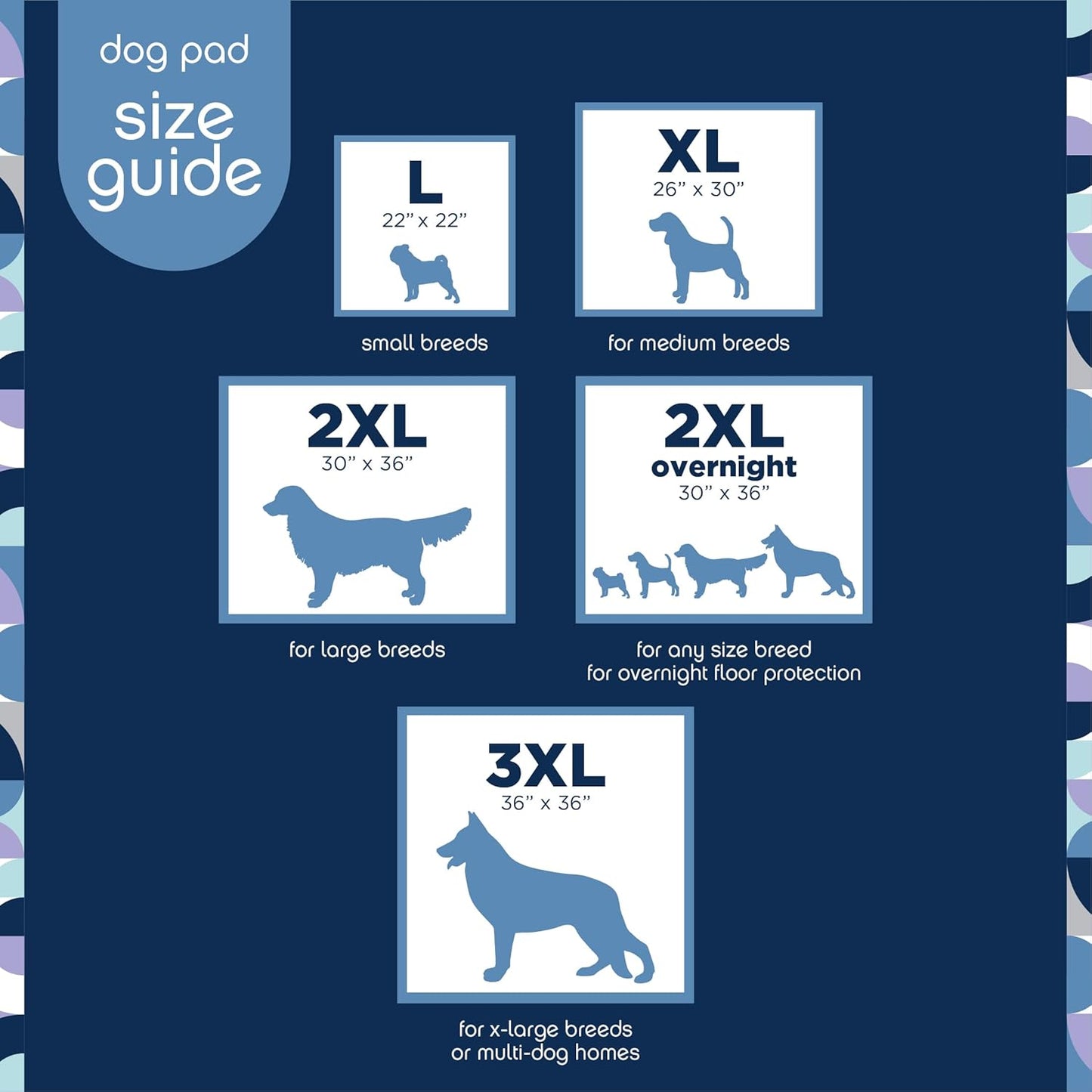 Overnight Extra Extra Large Puppy Pads – 30" X 36", 14 Count (XXL) | Stylish Dog Training Pads with Odor Controlling Wetness-Activated Chamomile Vanilla Scent | USA Made