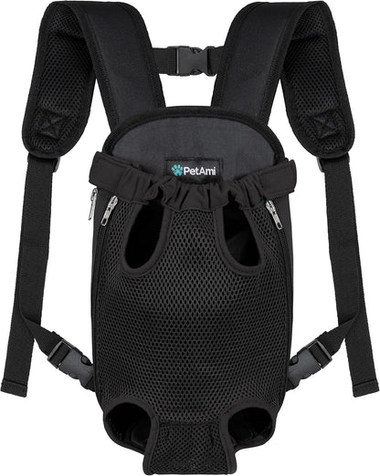 Dog Carrier Backpack, Adjustable Dog Pet Cat Front Carrier Backpack | Ventilated Dog Chest Carrier for Hiking Camping Travel, Sling Bag for Small Medium Dog Cat Puppies, Small, 5-9 Lbs, Black