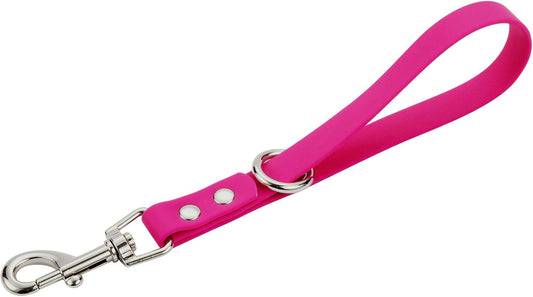 Short Dog Leash - 9 Inch Dogs Lead Grab Tab Heavy Duty Waterproof PVC Dog Training Traffic Leashes for Safety Control Behavior Correction Hiking Backup & All Breeds (Pink, 9'')