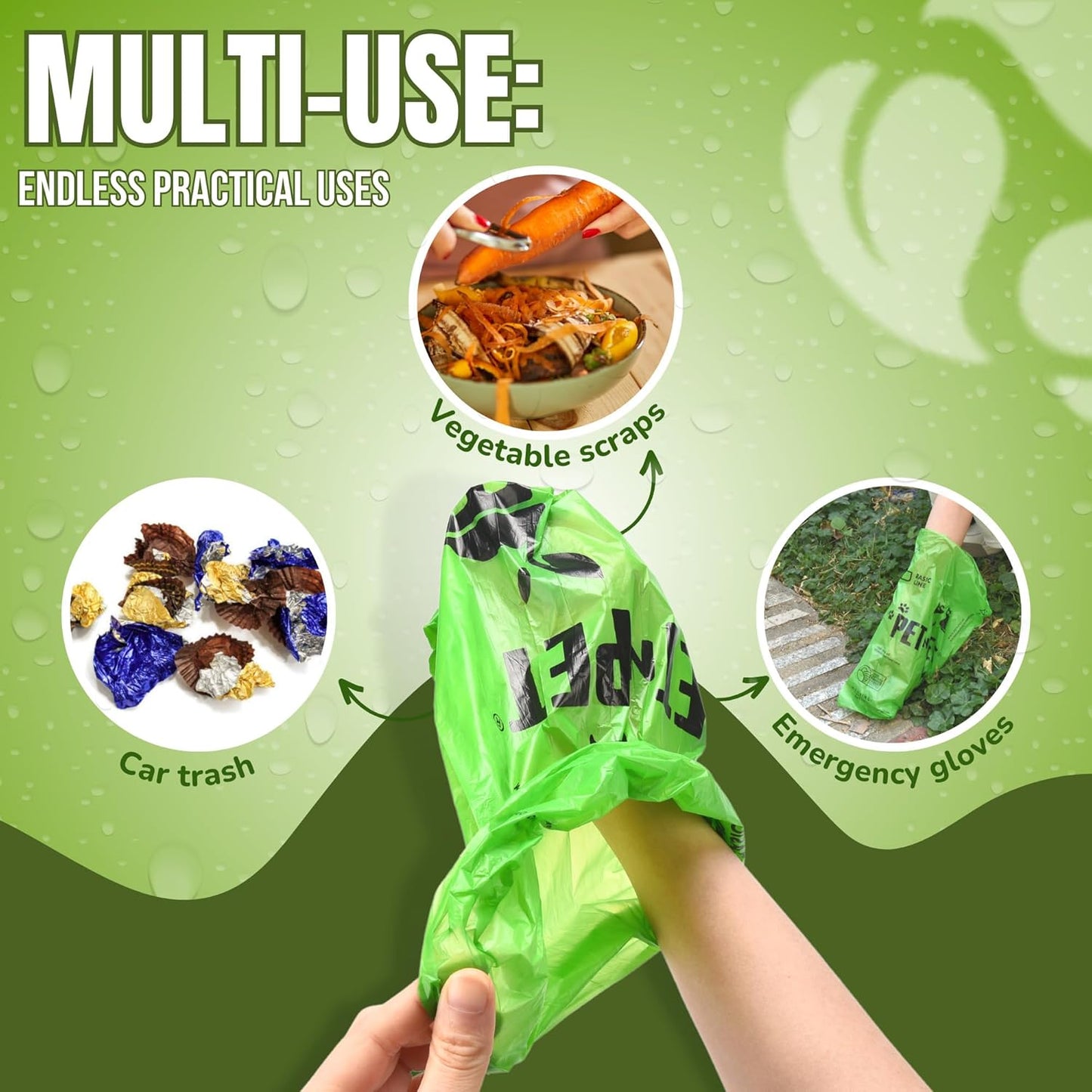Dog Poop Bags - USDA Certified 41% Plant-Based Doggy Poop Bags - Leak-Proof Sac Caca Chien Refill Rolls (1080 Count, Unscented, Green)